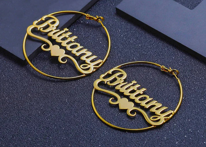Customize Name Earrings with Heart Design